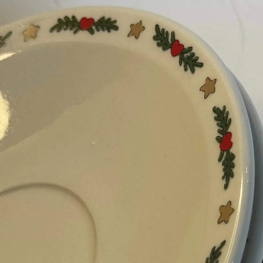 O’ Christmas Tree Saucers (8) | Santa’s Cookie Plates | 1989 Stoneware